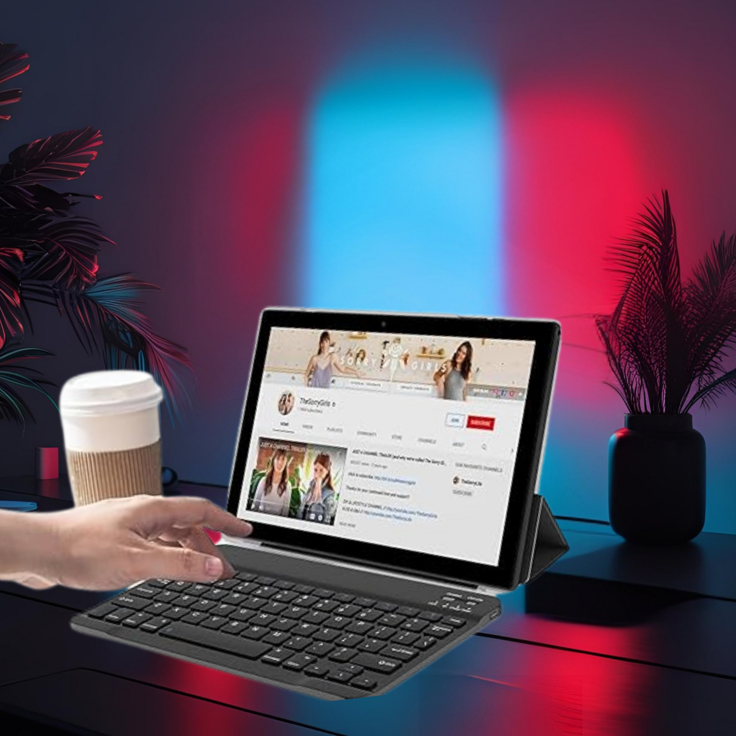 10.1 Inch Tablet, Android 14 System 512GB Storage Capacity Snapdragon 888 Processor Tablet 2 in 1 Laptop 1920X1200 Display Keyboard Case Mouse and Styus 5G Wifi SIM Card