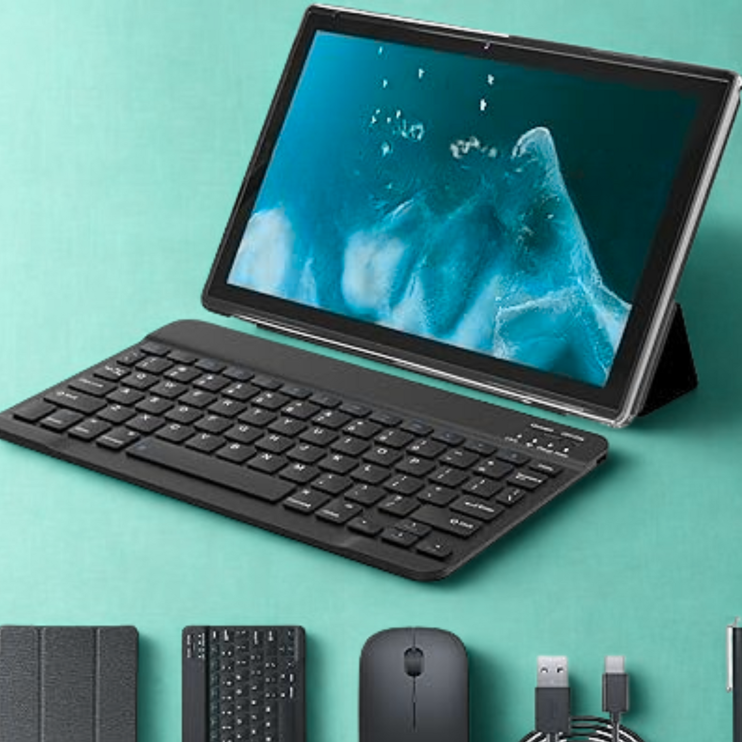 10.1 Inch Tablet, Android 14 System 512GB Storage Capacity Snapdragon 888 Processor Tablet 2 in 1 Laptop 1920X1200 Display Keyboard Case Mouse and Styus 5G Wifi SIM Card