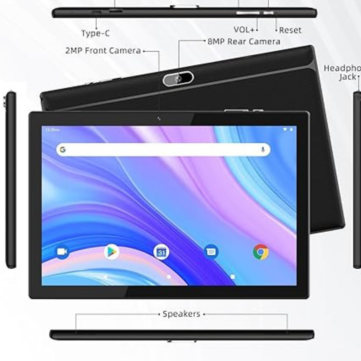 10.1 Inch Tablet, Android 14 System 512GB Storage Capacity Snapdragon 888 Processor Tablet 2 in 1 Laptop 1920X1200 Display Keyboard Case Mouse and Styus 5G Wifi SIM Card