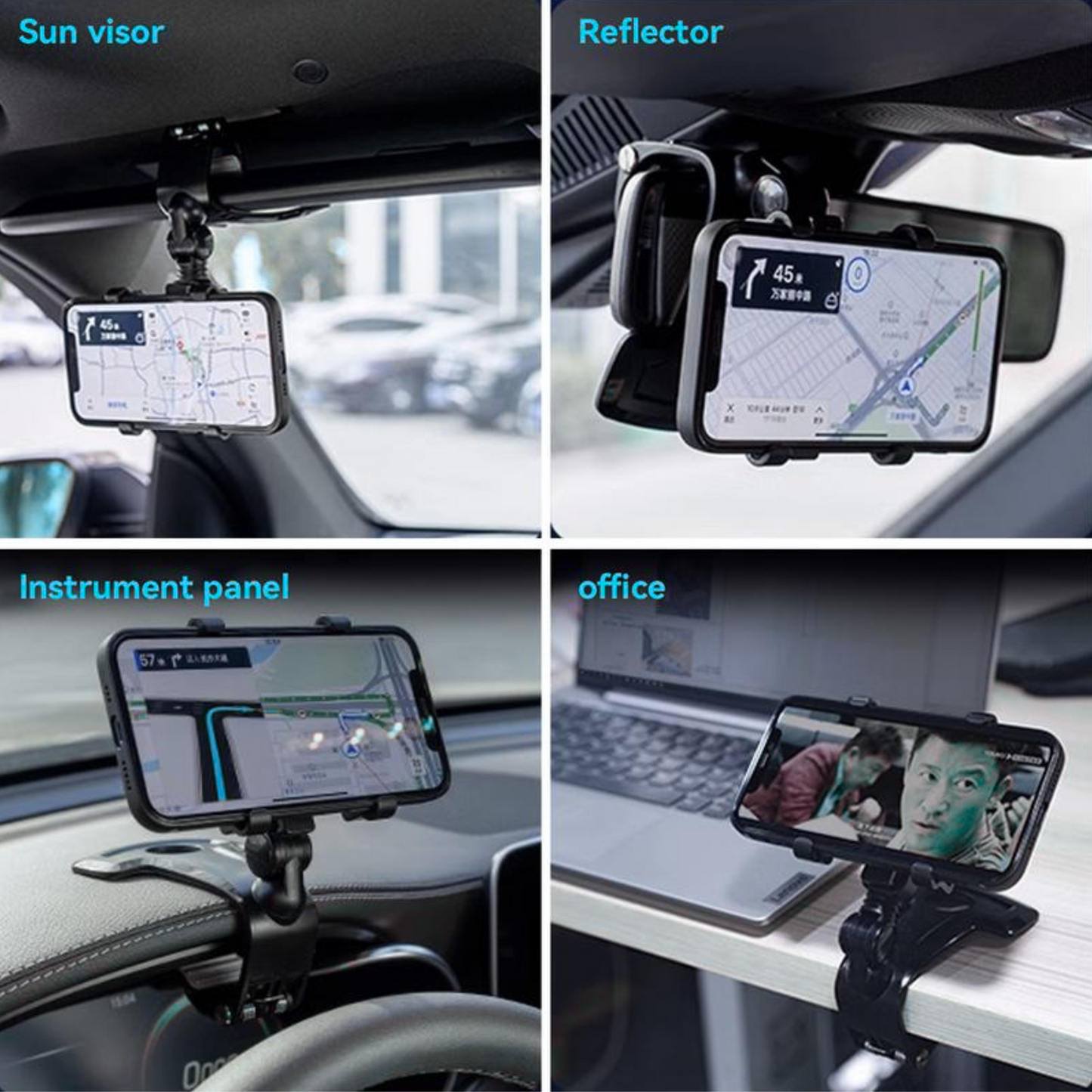 【Father's Day Gift】Universal Car Phone Holder Mount,360 Degrees Rotation Dashboard Phone Holder [Upgrade Clip Never Fall],Car Phone Mount for Iphone,Samsung,Google,Nokia,And 4-7 Inch Smartphones