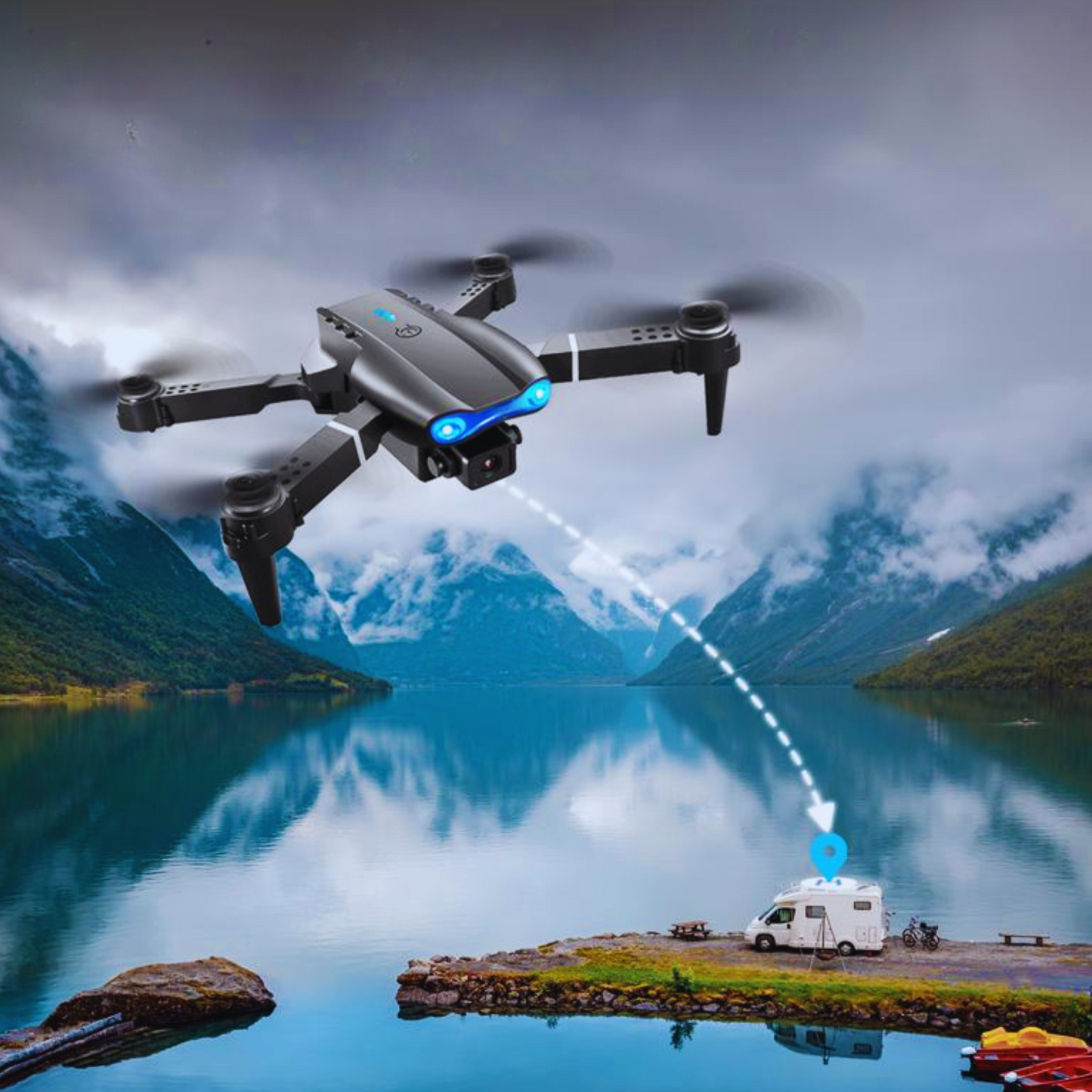 Drone with Camera, 1080P HD FPV for Beginners and Kids,Remote Control Toys for Adult Gifts, Quadcopter Drone with Gesture Control, Foldable Mini Drone with 2 Battery Chargers. Button Folding Black Traveling Gadgets