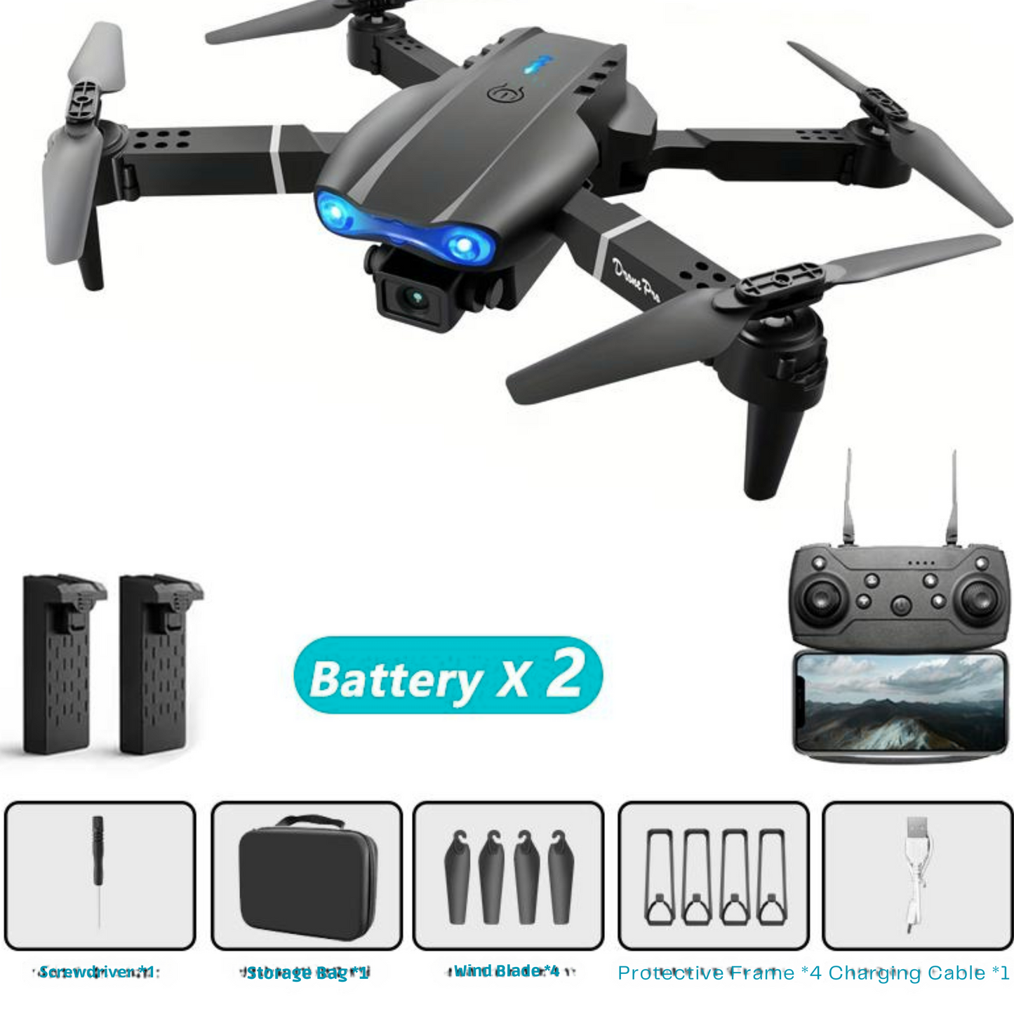 Drone with Camera, 1080P HD FPV for Beginners and Kids,Remote Control Toys for Adult Gifts, Quadcopter Drone with Gesture Control, Foldable Mini Drone with 2 Battery Chargers. Button Folding Black Traveling Gadgets