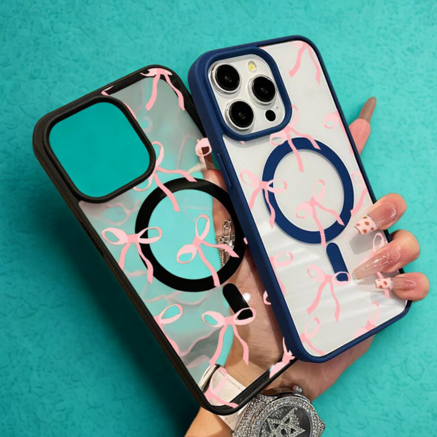 Multi-Functional Magnetic Case for Iphone11/12/13/14/15/16/Promax Pink Bow Collage Y2K Cased Magsafe Ready, Anti-Fall,Ultra-Thin Design | Perfect for Everyday Use