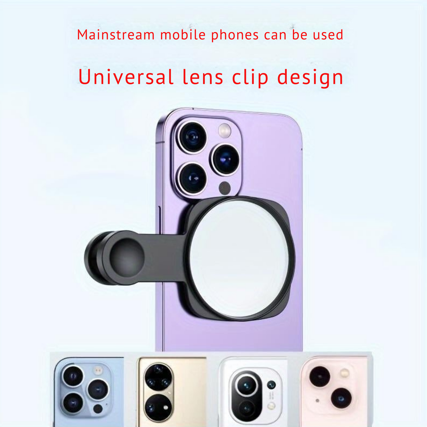 Selfie Mirror Clip for Cellphone, Portable Smartphone Rear Camera Selfie Mirror Clip, Mobile Phone Rear Self-Shooting Mirror, Universal Phone Accessories